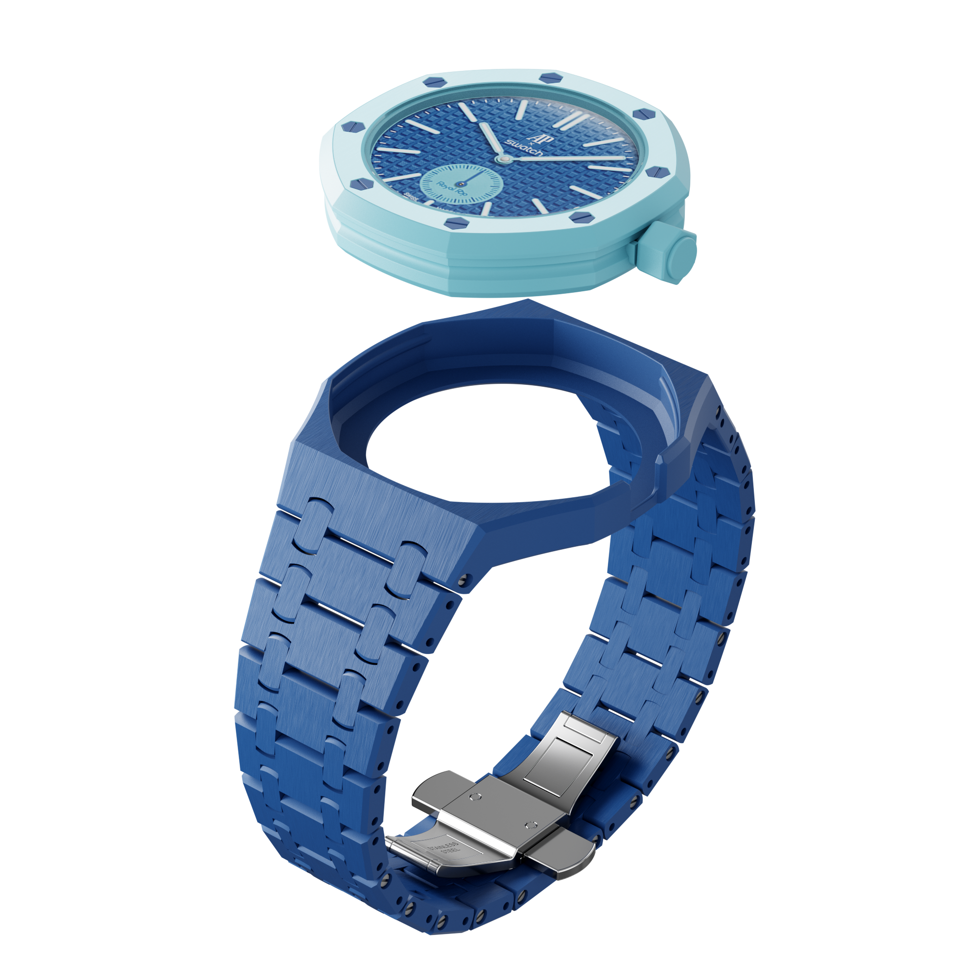 Blaue Uhr offen