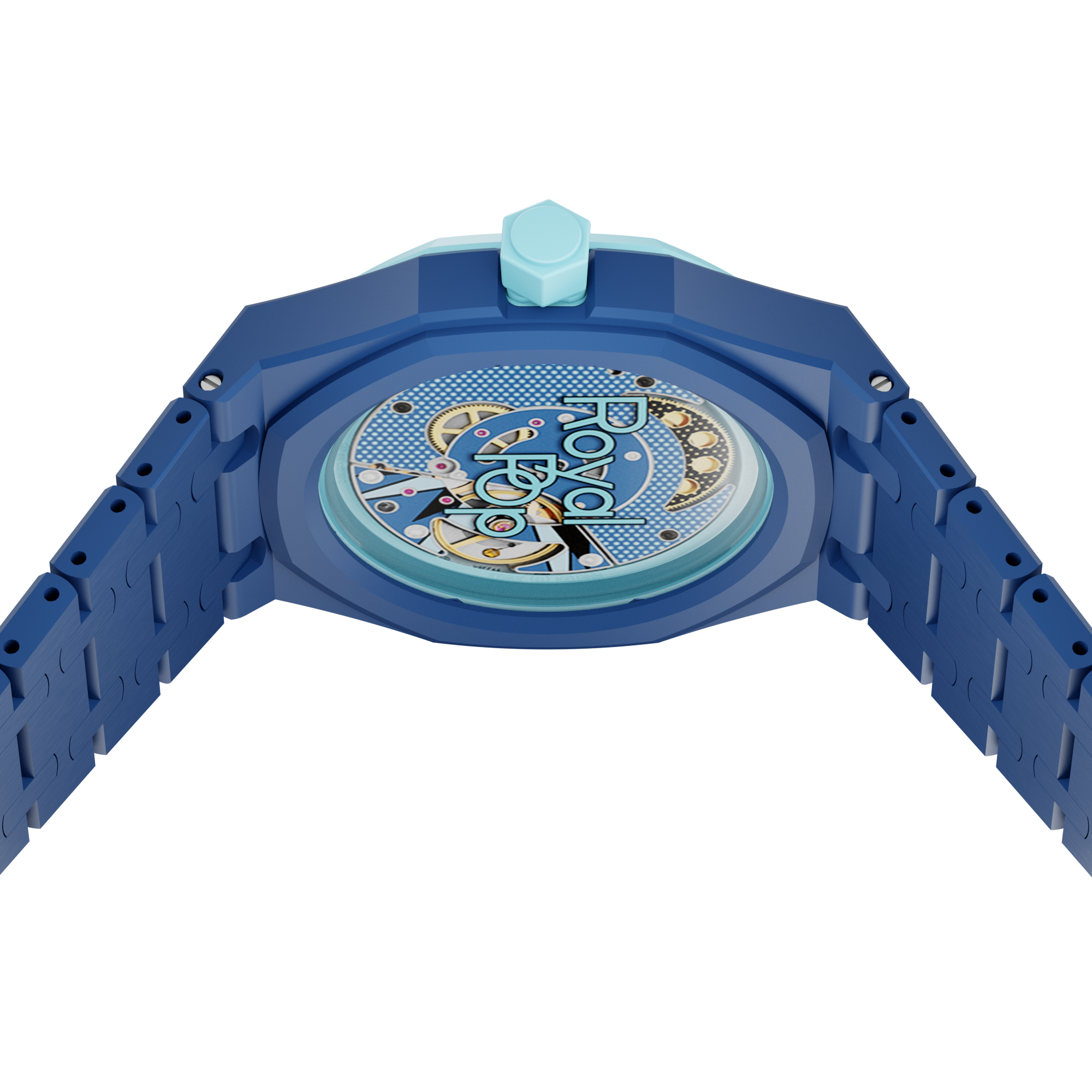 Blaue Uhr von unten