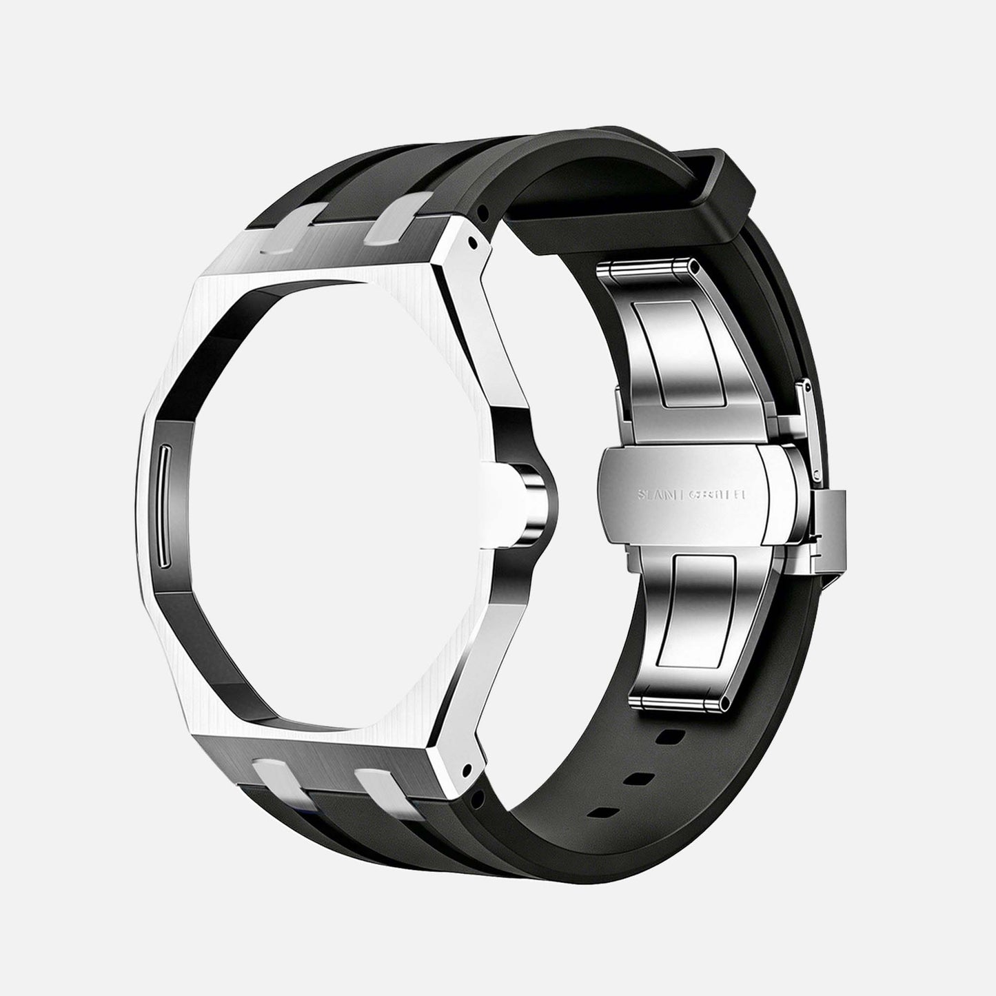 Horizontal Stainless Steel Silicon - Royal Pop Swatch Armband