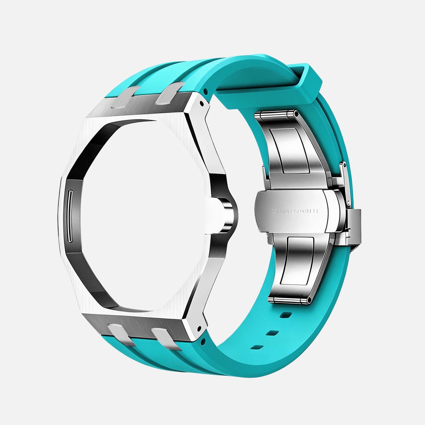 Horizontal Stainless Steel Silicon - Royal Pop Swatch Armband