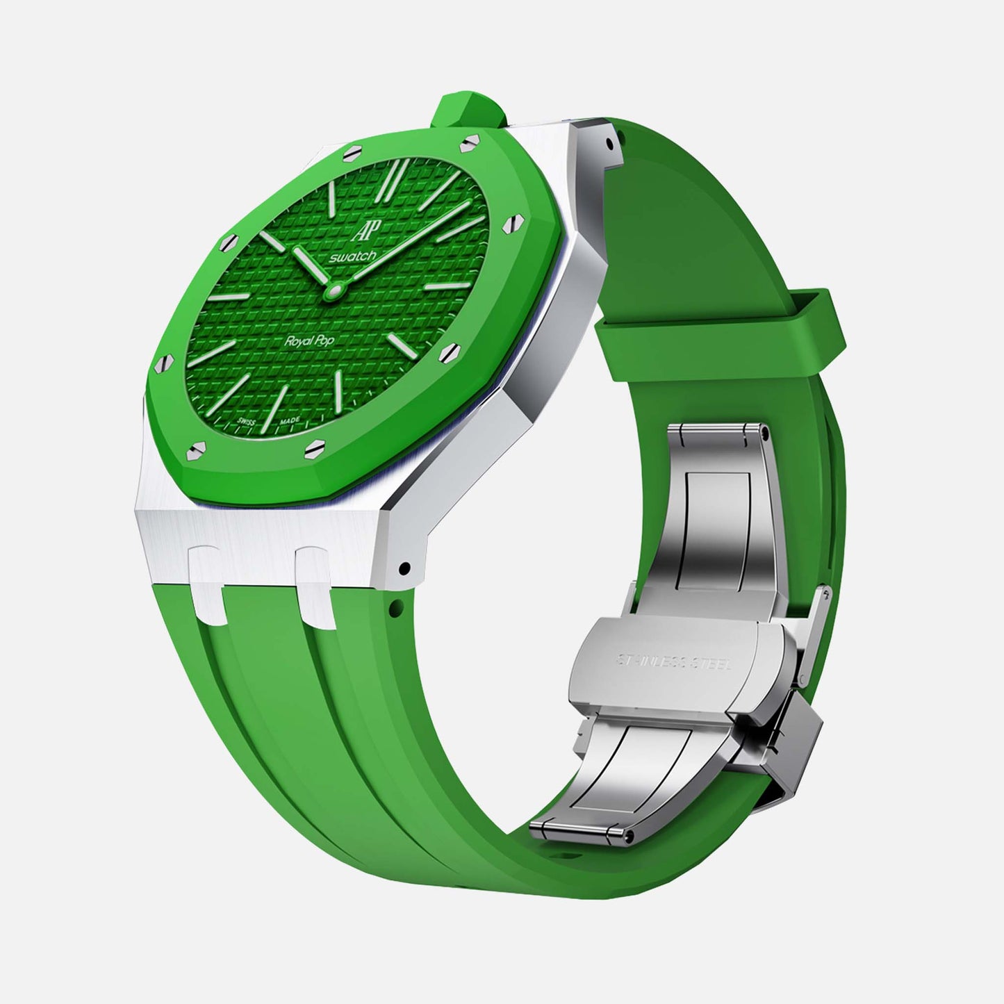 Vertical Stainless Steel Silicon - Royal Pop Swatch Armband