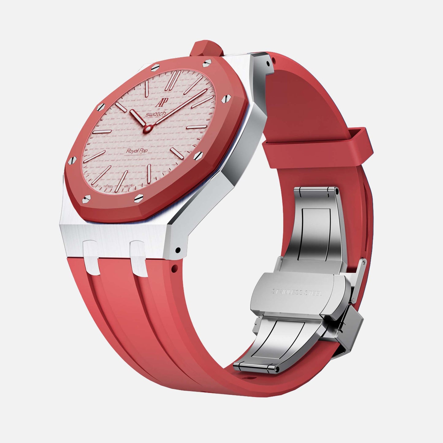 Vertical Stainless Steel Silicon - Royal Pop Swatch Armband